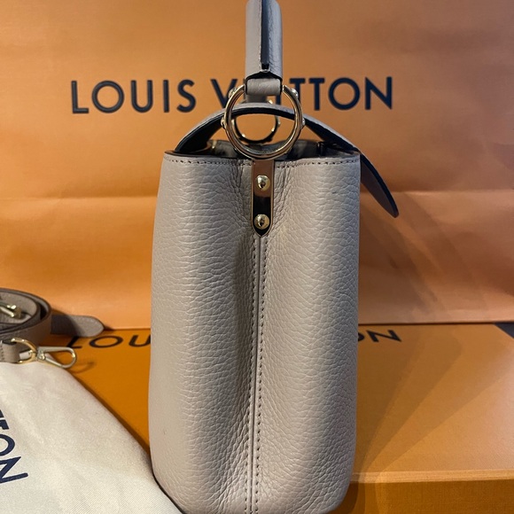 Louis Vuitton Capucine BB Taurillon Leather Iconic Bag Purse Taupe Galet Pebble - Picture 11 of 15